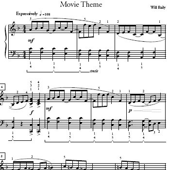 Movie Theme Sheet Music and Sound Files for Piano Students